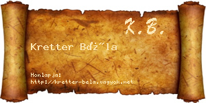Kretter Béla névjegykártya